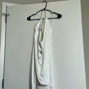 Elliatt Aisle White Satin Cowl Neck Maxi Dress
